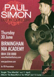 Paul Simon Birmingham 20110630 flyer