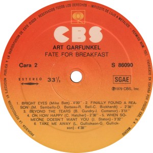 CBS 86090 Spain Label B Side