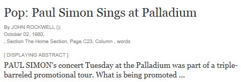 Paul Simon 19800930 in NYT 19801002