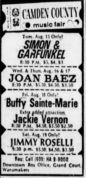 1967-08-15 Simon &amp; Garfunkel Camden NJ
