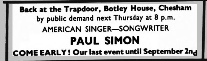 1965-07-29 Paul Simon London Trapdoor
