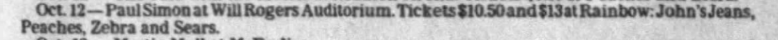 1980-10-12 Paul Simon Fort Worth